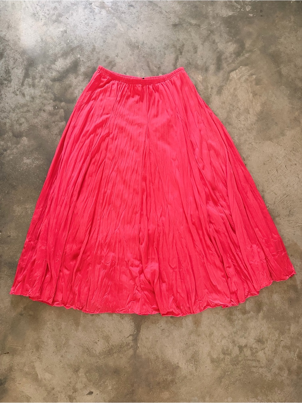 New Directions Coral Crinkle Pleated Maxi Skirt L Lined